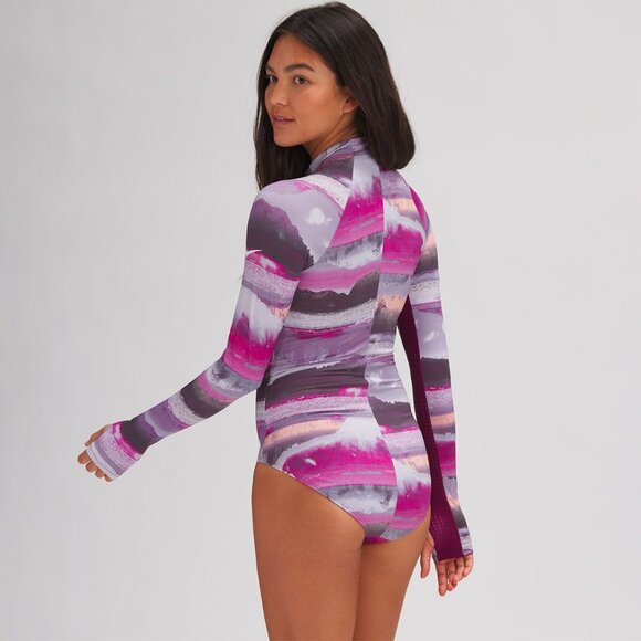 Nike Swim Adventure Long Sleeve One Piece Pink Sangria Women's Large - Picture 2 of 9